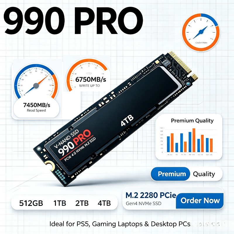 990 PRO Genuine SSD – 512GB/1T - огляд і ціна Pcie 4.0 4Tb 2280 Ssd 7450Mbps